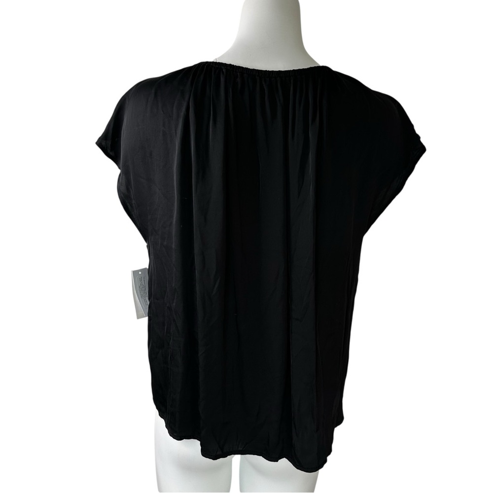 NWT VELVET by GRAHAM & SPENCER Odette Satin Blouse M Black - Picture 6 of 8
